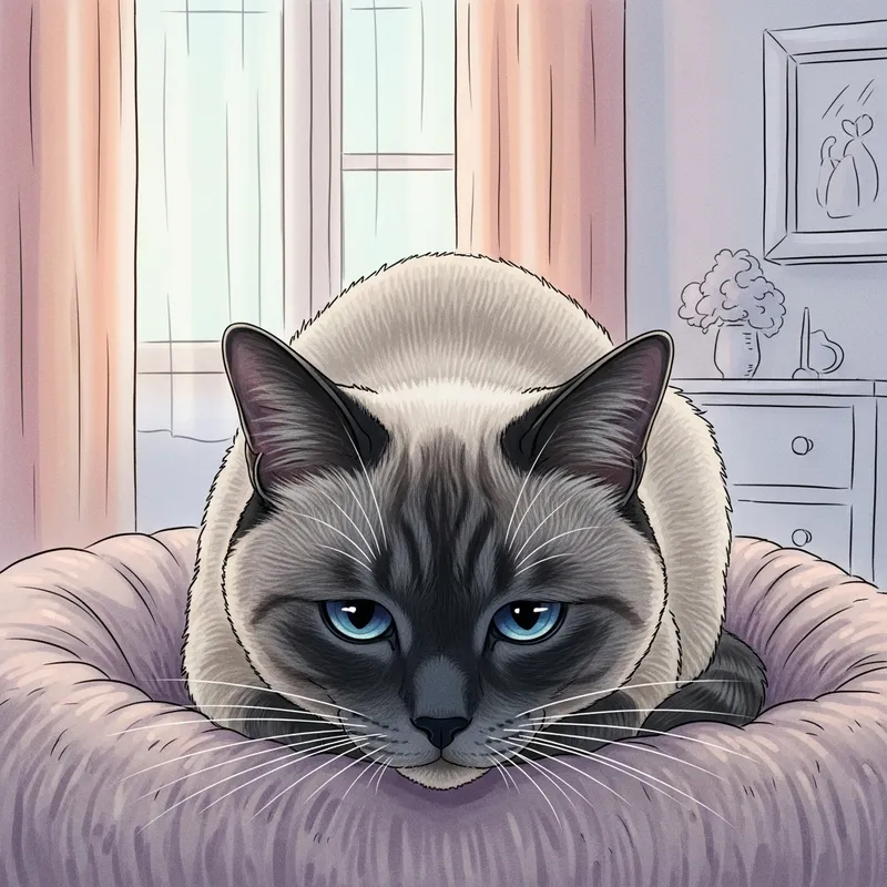 Sad Grey Cat in Tranquil Home Setting