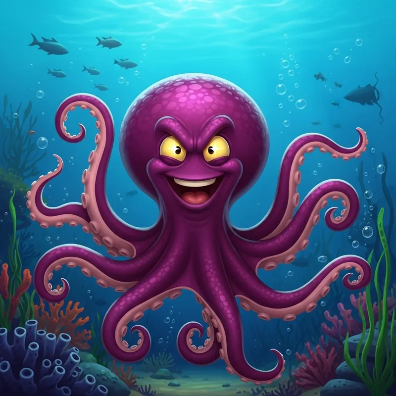 Whimsical Octopus Art - Colorful Boca Drawing Whimsical Octopus Art - Colorful Boca Drawing