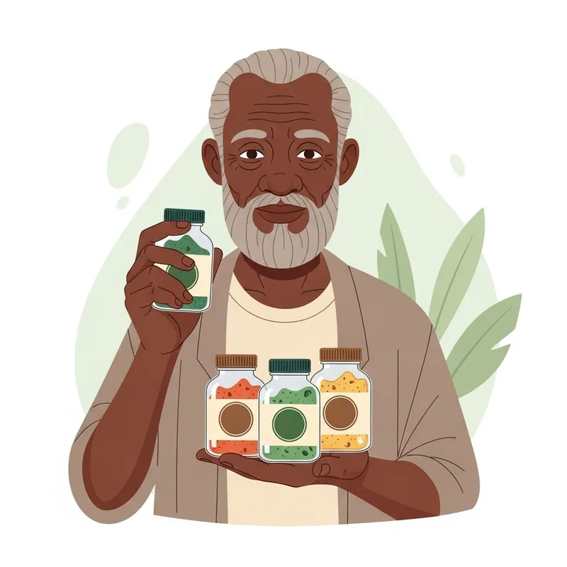 Dr Sebi Showcasing Herbal Supplements for Health