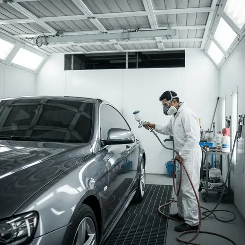 Professional South Asian Mechanic Painting High-End Car