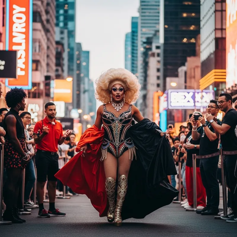 Colorful Drag Queen Puts on Spectacular Show in Urban Center