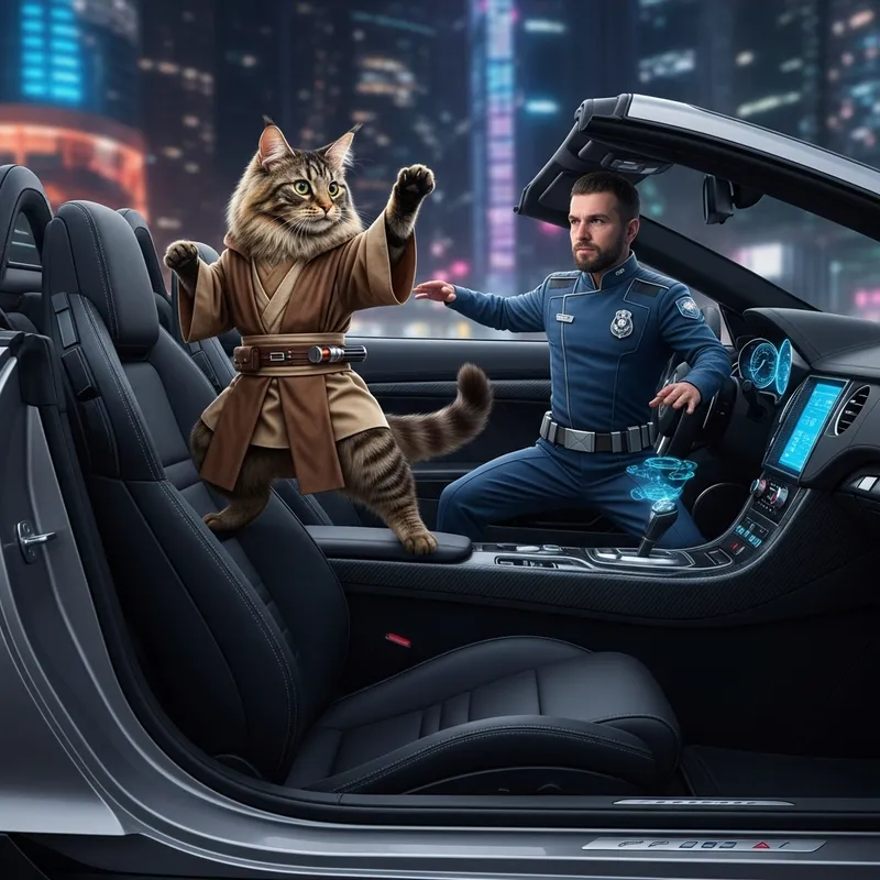 Jedi Cat and Obi-Wan Kenobi Ride in BMW | Galactic Adventure