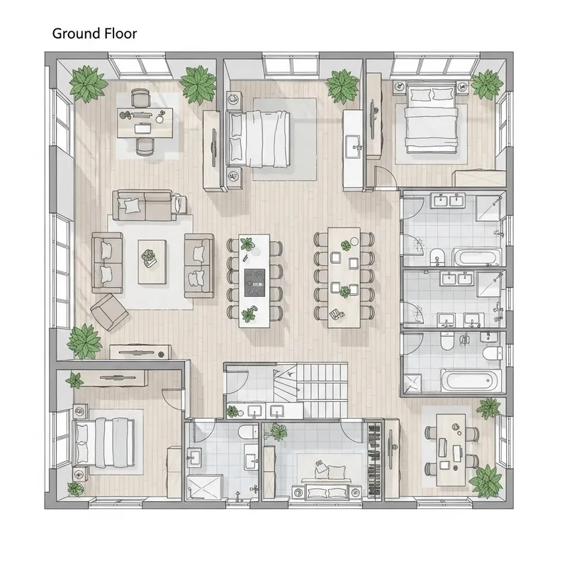 Aesthetic Two-Story House Floor Plan | Modern Design Aesthetic Two-Story House Floor Plan | Modern Design