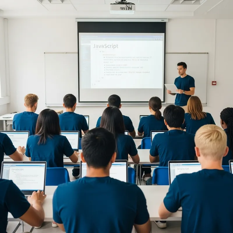 Innovative JavaScript Class with Laptop-Wielding Students Innovative JavaScript Class with Laptop-Wielding Students