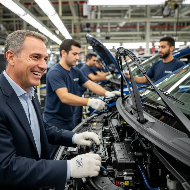 Captivating Scene of Skilled Workers Installing Windshield Wipers Captivating Scene of Skilled Workers Installing Windshield Wipers