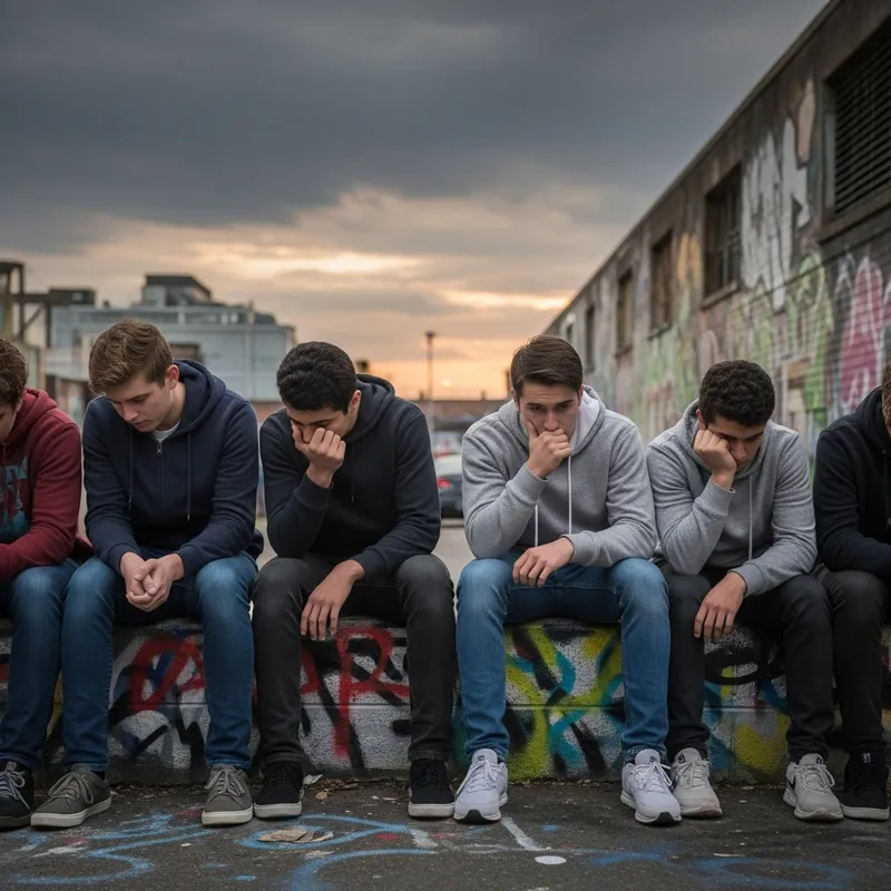 Melancholic Youth: Sad Boys at Sunset