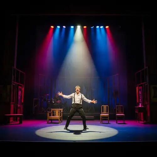 Passionate Actor in High-Tension Theatrical Performance