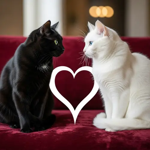 Black and White Cats with Heart Symbol | Lovely Pet Duo