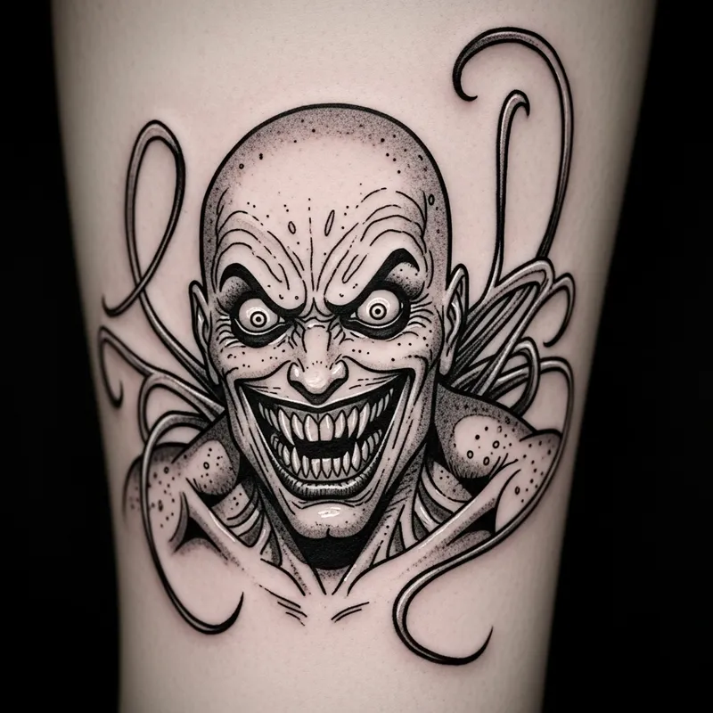 Black and White Venom Spider-Man Tattoo Design