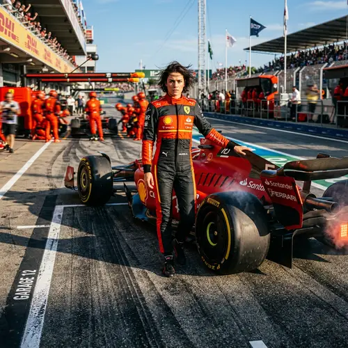 Fierce Model with Formula 1 Car: Adrenaline & Speed