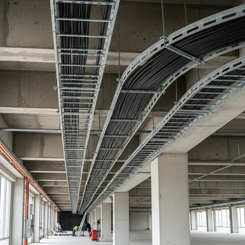 High-Resolution Cable Track Installation - Under Roof Building Shot