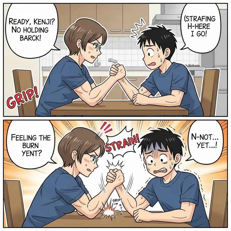 Friendly Arm-Wrestling Contest: A Comic Adventure