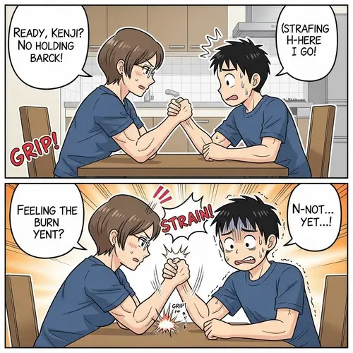Friendly Arm-Wrestling Contest: A Comic Adventure