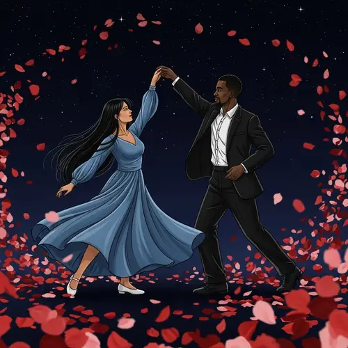 Expressive Display of Love in Motion | Dancing Figures in Moonlight