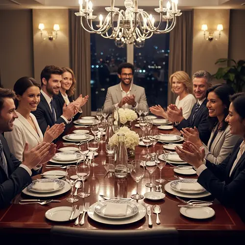 Elegant Business Meeting at Dinner Event - Professional & Sophisticated