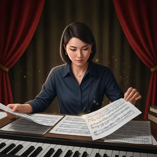 Asian Female Composer Creating Musical Theatre Arrangements