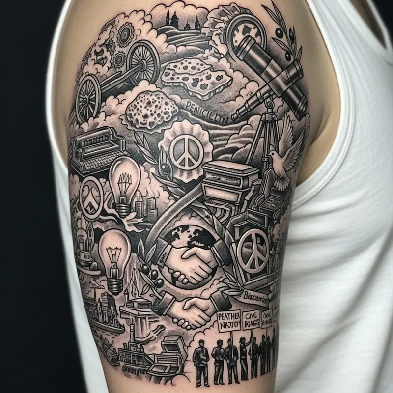 Humanity's Influential Events Tattoo Design