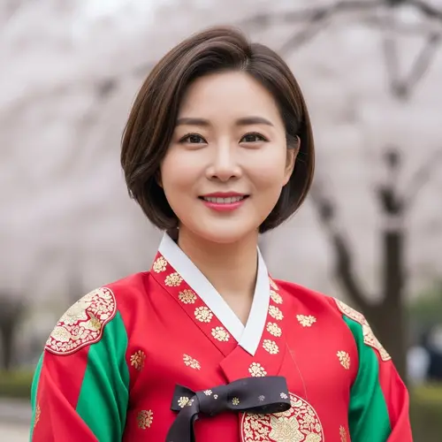 Beautiful South Korean Woman in Traditional Hanbok