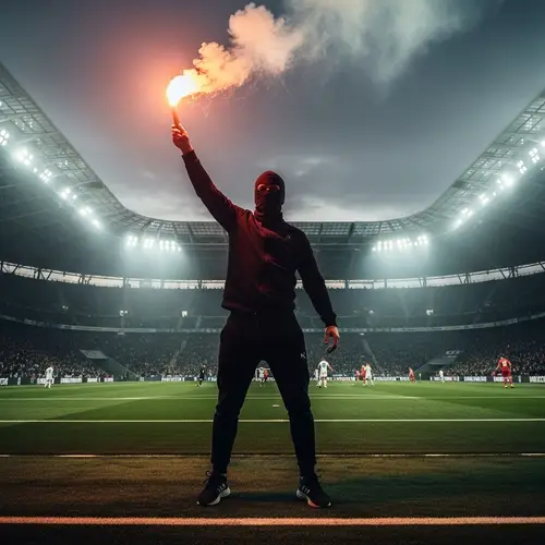 Male Hooligan Causing Havoc at Sports Stadium - Exciting Scene