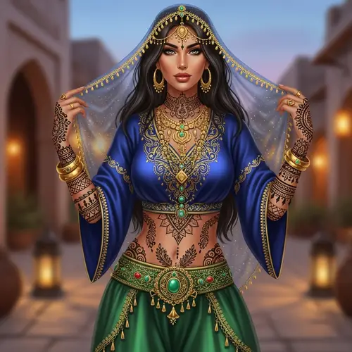 Attractive Middle-Eastern Woman: Princess Jasmine Tattooed Look