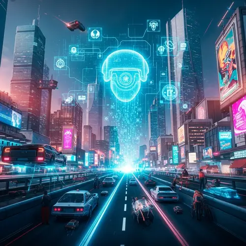 Futuristic Cityscape with Microsoft Copilot | Vibrant AI Concept