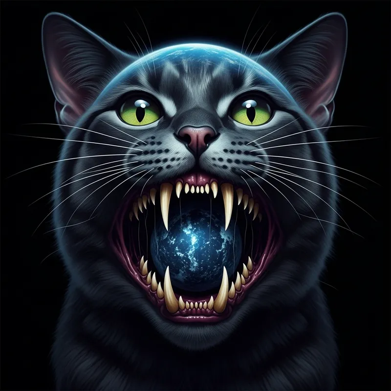 Cosmic Cat: Universe's Nightmare with Razor Teeth