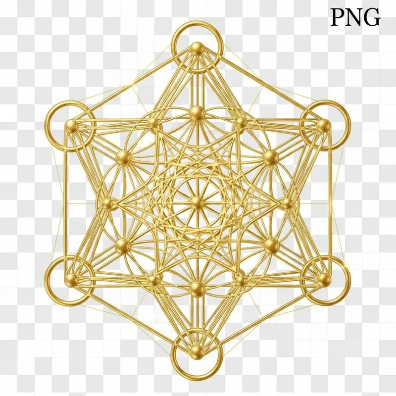 Gold Metatron's Cube PNG
