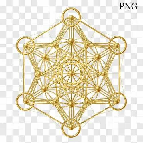 Golden Metatron's Cube: Sacred Geometric Figure with 13 Circles