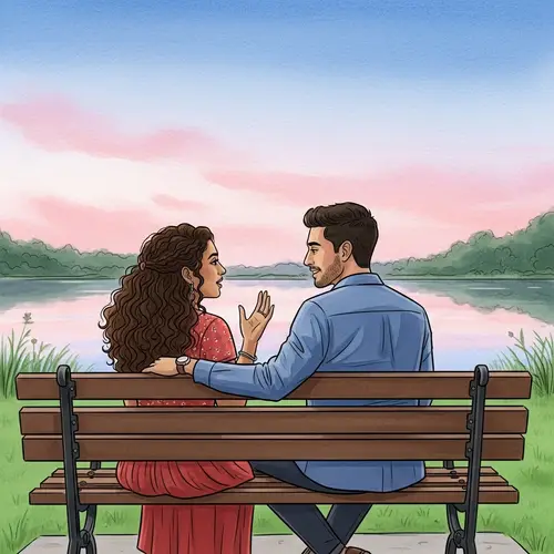 Romantic Watercolor Love Story at Dusk | Park Setting Scene