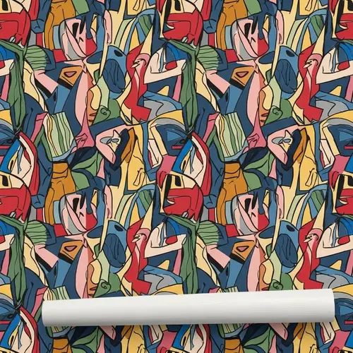 Abstract Wallpaper Pattern with Bold Shapes & Vibrant Colors