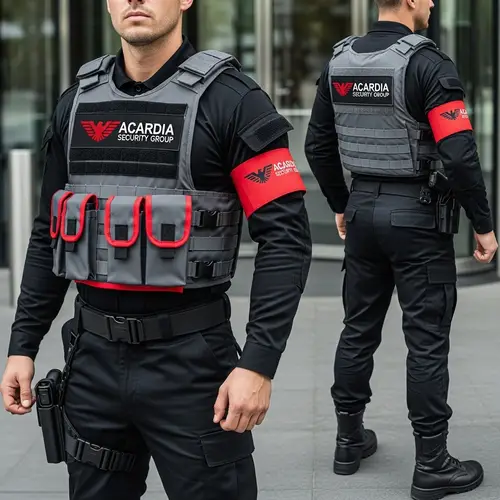 Professional Security Uniform in Black, Red & Gray | Acardia Security Group