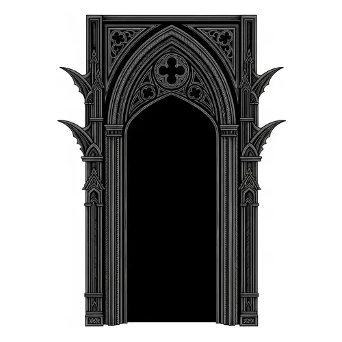 Dark Gothic Portal Clipart: Intricately Carved Design