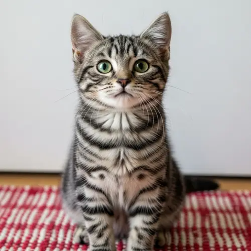 Medium-Sized Cute Fluffy Cat with Striped Coat | Playful and Curious