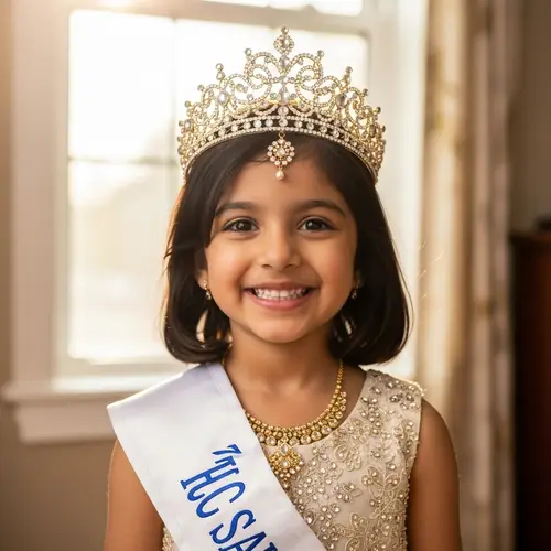 Young South Asian Girl with Intricately Designed Crown