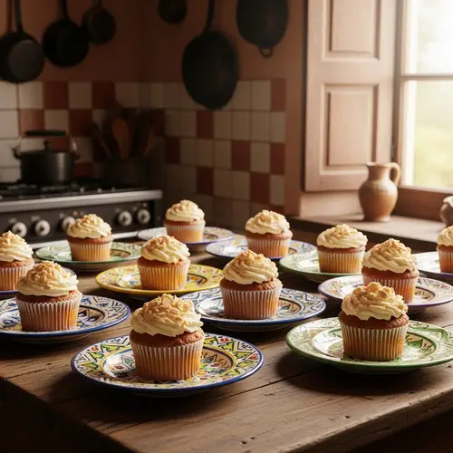 Spanish-Style Cupcakes on Vintage Table | Classic Flavors & Rich Frosting