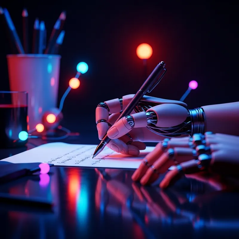 Neon-Colored Human Robotic Hand Writing on Paper Neon-Colored Human Robotic Hand Writing on Paper