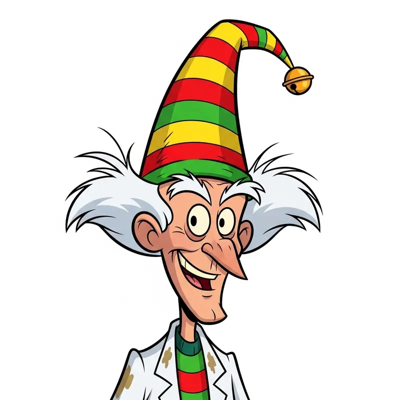 Cartoon Albert Einstein with Elf Hat Cartoon Albert Einstein with Elf Hat