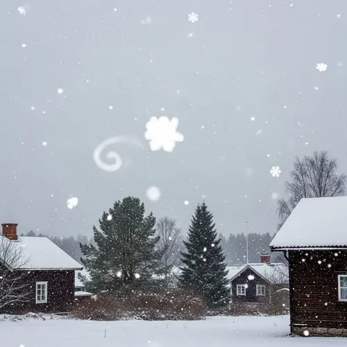 Serene Snowfall in Rural Sweden