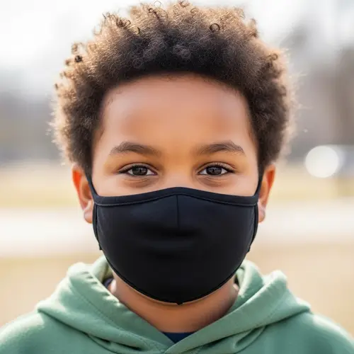 Semi-Realistic African Boy with Messy Hair | Black Mask