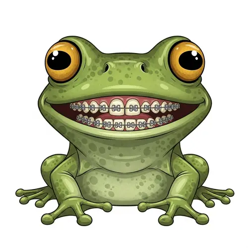 Smiling Frog with Orthodontic Braces | Dental Care Services