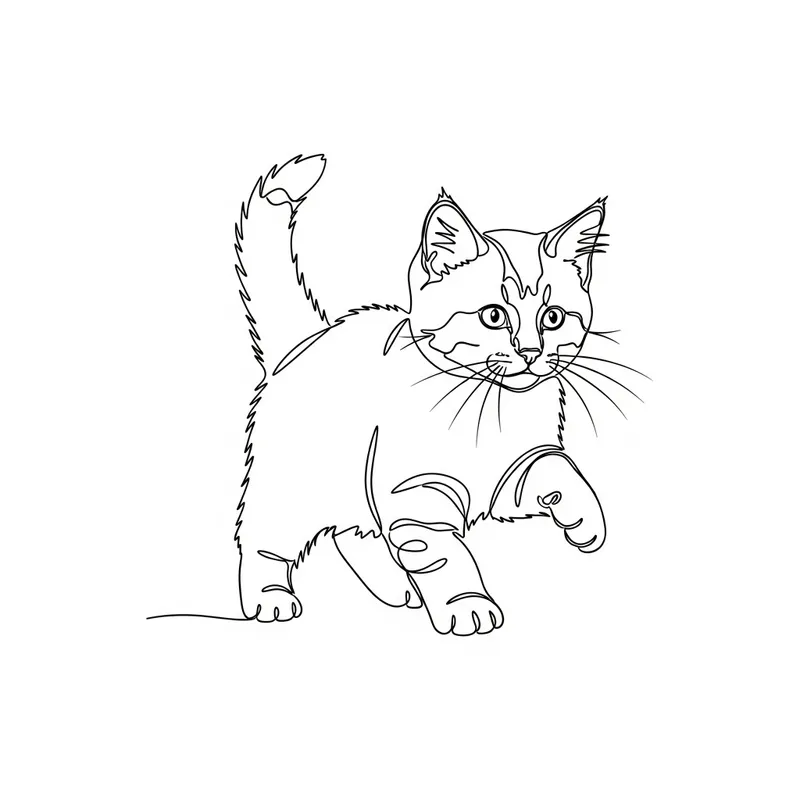 Minimalist Line Drawing of a Siberian Kitten Minimalist Line Drawing of a Siberian Kitten