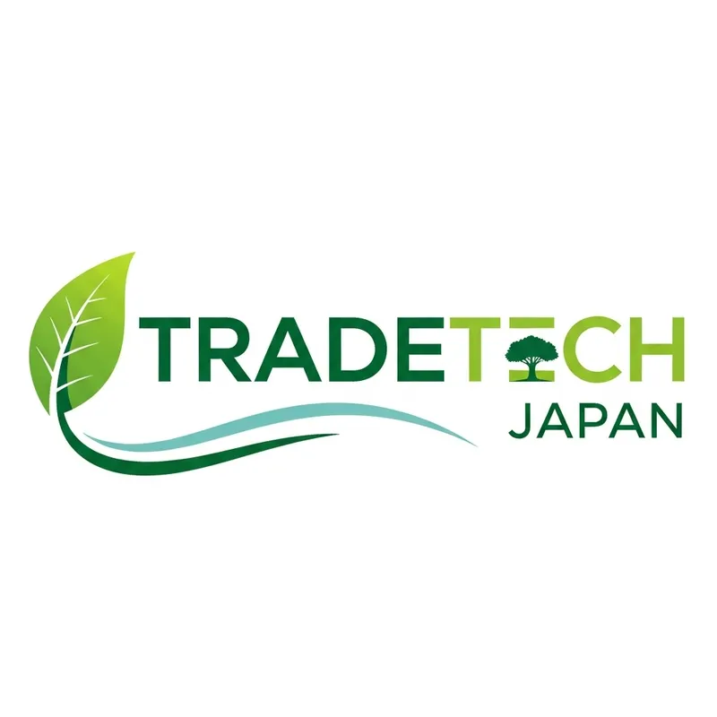 TRADETECH JAPAN Lettering Logo with Natural & Green Elements