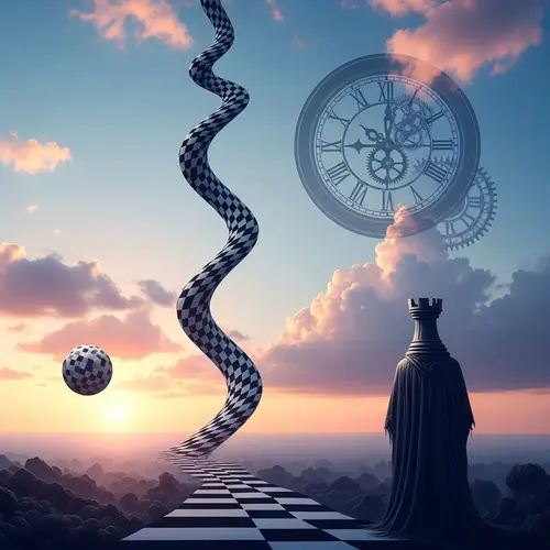 Ethereal Landscape | Twisted Path & Floating Clock