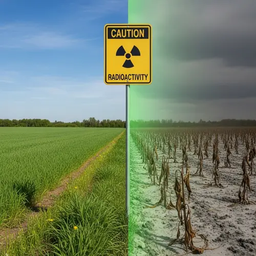 Impact of Radioactivity on Land Degradation: Visualized Contrast