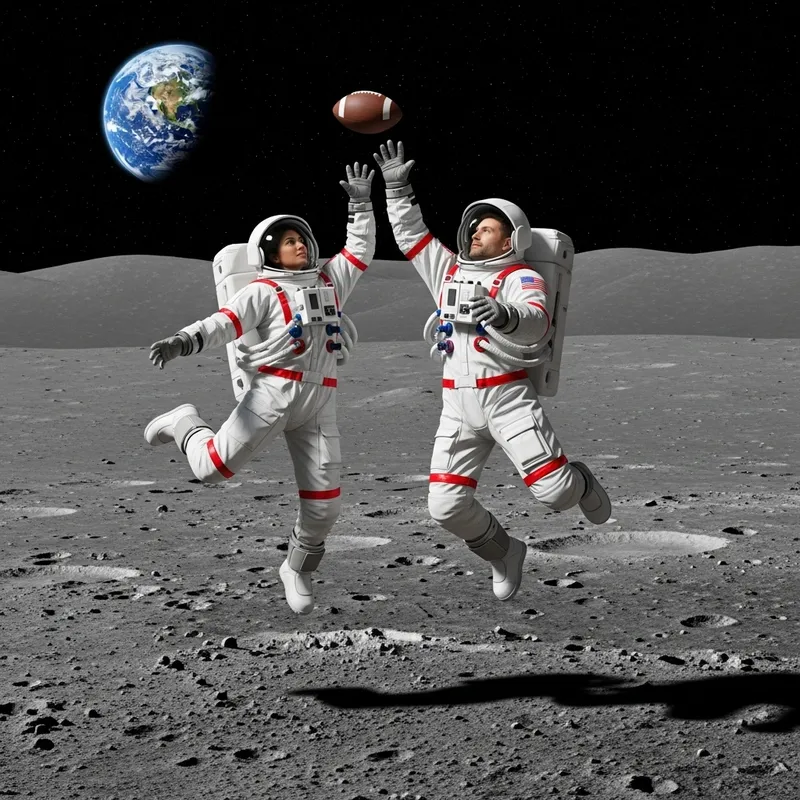 Football on Moon: International Astronauts Playing