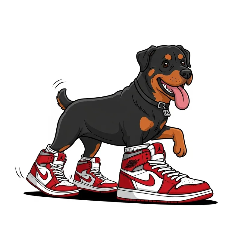 Animated Rottweiler Dog with Jordan Sneakers