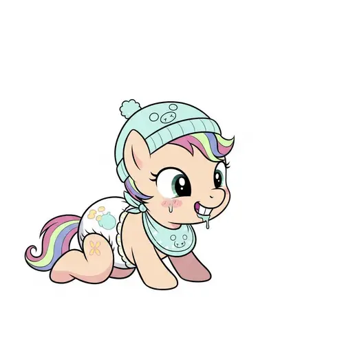 Adorable Baby Pony Cartoon Character | Crawling Stage