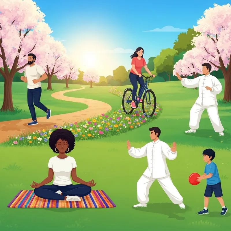 Beauty and Health: Serenity in Green Park at Dawn