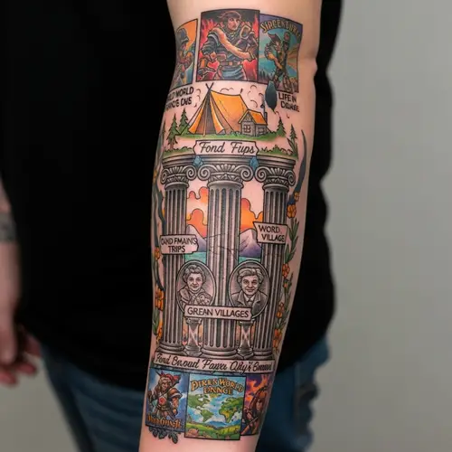 Family Timeline Tattoo with Grandparent Tributes & Game References