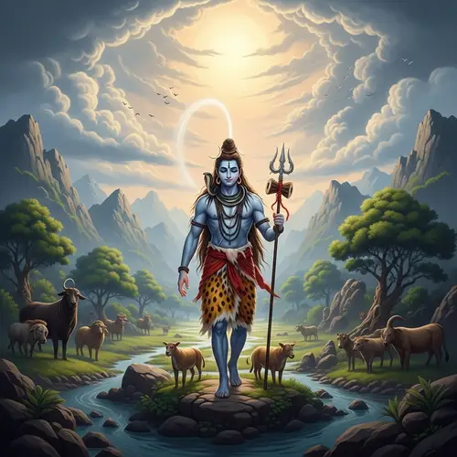 Beautiful Lord Shiva Wandering in Mystical Landscape